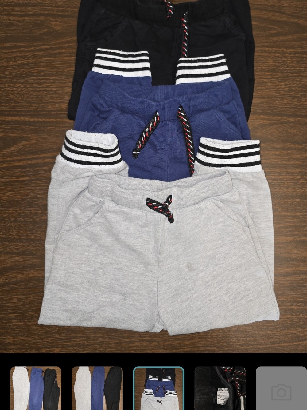 Kids Casual Knit Waistband Shorts - Gray, Blue, Black. Size 4T
